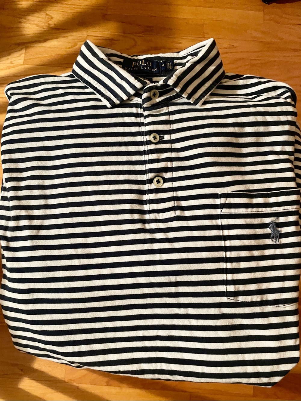 Polo Ralph Lauren Navy & White Striped Jersey Soft Polo Shirt